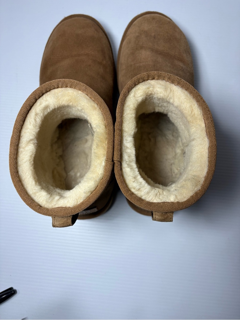 UGG Chestnut Suede Shearling Lined Short Moccasin Boots - Picture 6 of 7